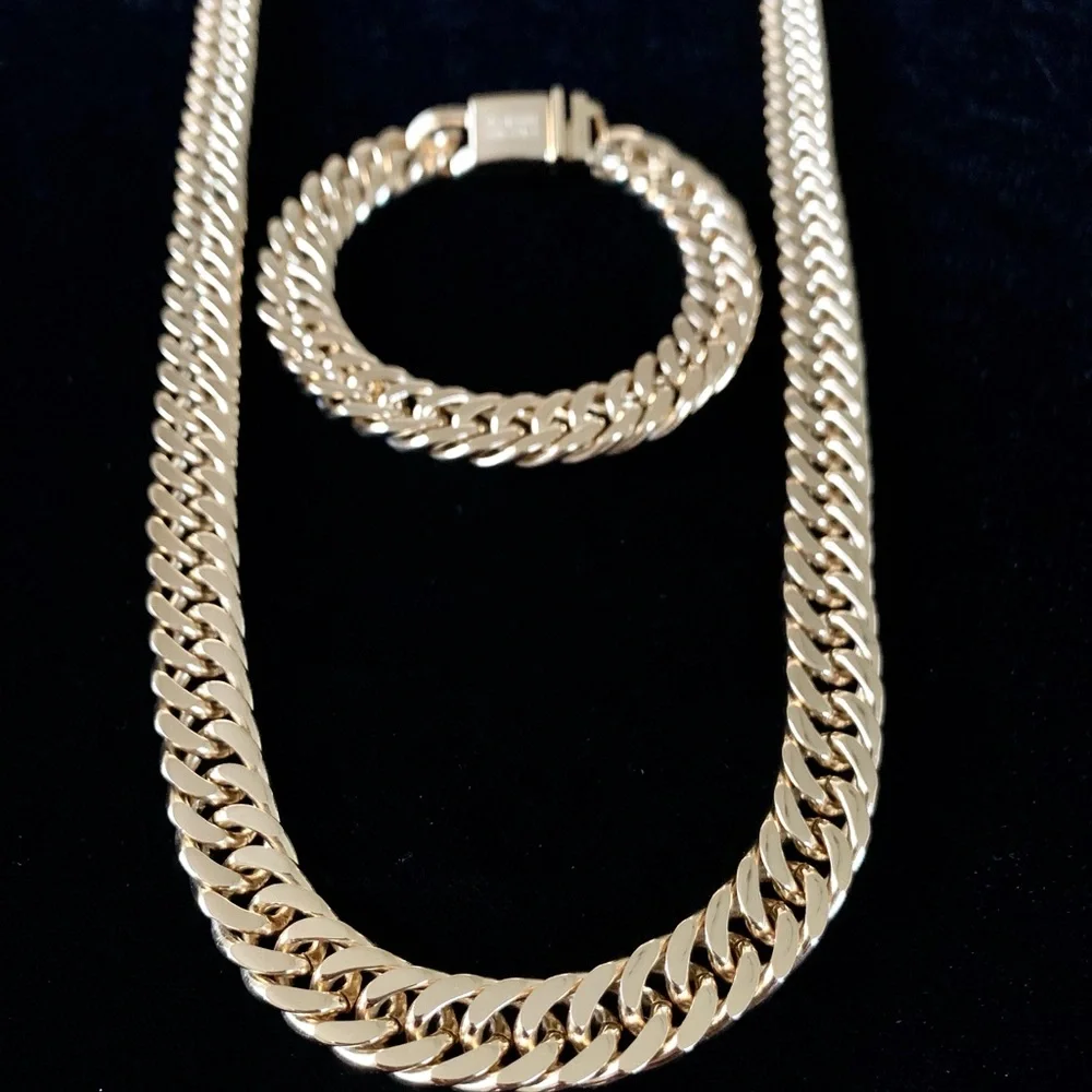 DOUBLE MIAMI CUBAN LINK BRACELET 18K GOLD MADE IN ITALY *LIFETIME WARRANTY*